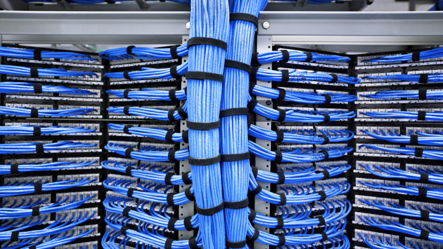 A giant node of organized network cables